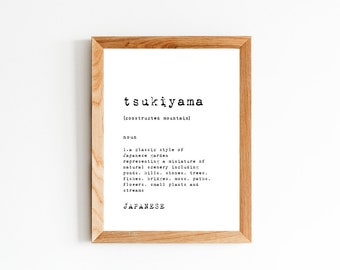 Definition 8x10 Garden Zen Wall Art/Word Definition/Print Definition/JapaneseWord/BlackAndWhite/HomeWallDecor/Minimal print-Tsukiyama