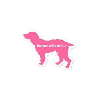 Boykin and Hunt Co. Boykin Spaniel Little Brown Dog Pink Bubble-free Stickers
