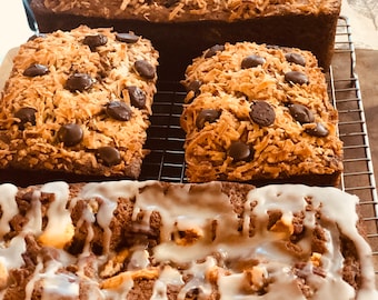 Chocolate chip Coconut- Homemade Banana Bread, BEST EVER:  Over 1.5 pounds of bread!