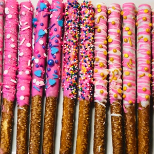 Delicious assorted chocolate covered pretzels sold by the dozen