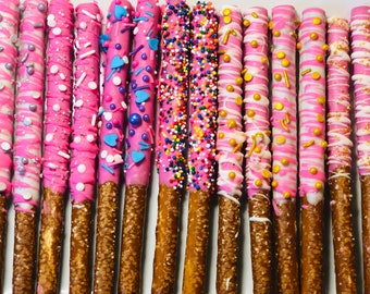 おいしいチョコレートコーティングされたプレッツェルの詰め合わせが1ダース単位で販売されています