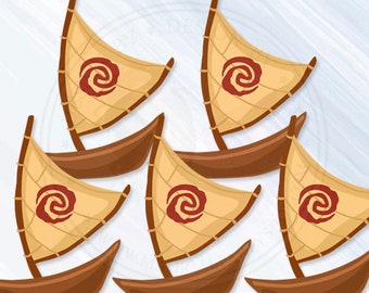 Moana Cupcake Toppers Sailboat Boats Cup Cake s Labels Etsy