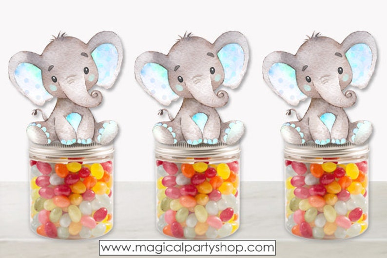 Elephant Baby Shower Party Favors Blue Elephants Baby Boy Etsy