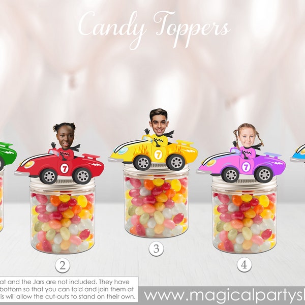 Race car Photo Candy Toppers | Face Cupcake Toppers | Car Racing Party | Race car Cake Topper | Racing Party Favors | Race Car Birthday