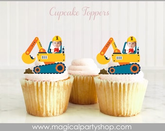 Construction Birthday Cupcake Toppers | Photo Cupcake Toppers | Construction | Construction Birthday | Construction Party Decorations