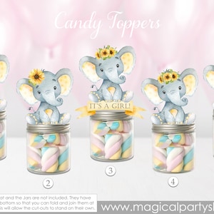 Elephant Baby Sunflower Shower Party Favors | Yellow Elephants | Baby Elephants| Baby Shower