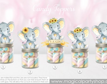 Elephant Baby Sunflower Shower Party Favors | Yellow Elephants | Baby Elephants| Baby Shower