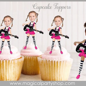 Rockstar Girl Photo Cupcake Toppers | Rock'n Roll Cupcake Toppers | Rock Star Birthday | Rock Cupcake Toppers | Music Party Centerpiece