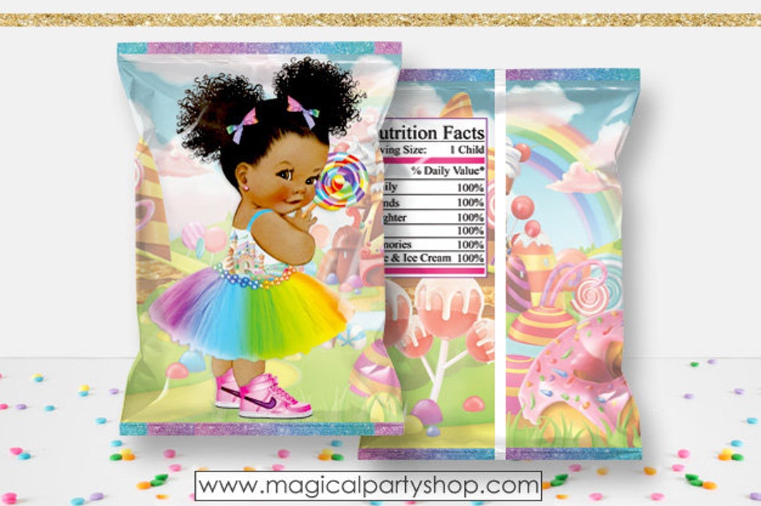 Candyland Chip Bag Label Candyland Afro Girl Chip Bag Label - Etsy