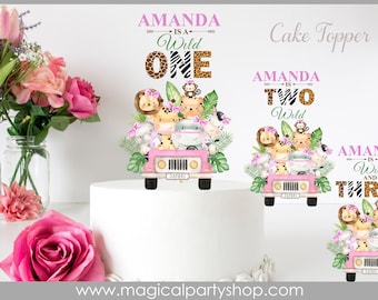 Wild One Cake Topper | Elephant, Giraffe, Lion Baby Shower Party Favors | Safari Animal Party | Baby Animals | Safari Cake Topper | Two Wild