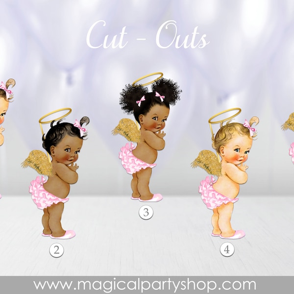 Baby Shower Centerpiece Princess Gold and Pink  and Ruffles | Vintage Baby Girl African American | Angel Wings | Angel