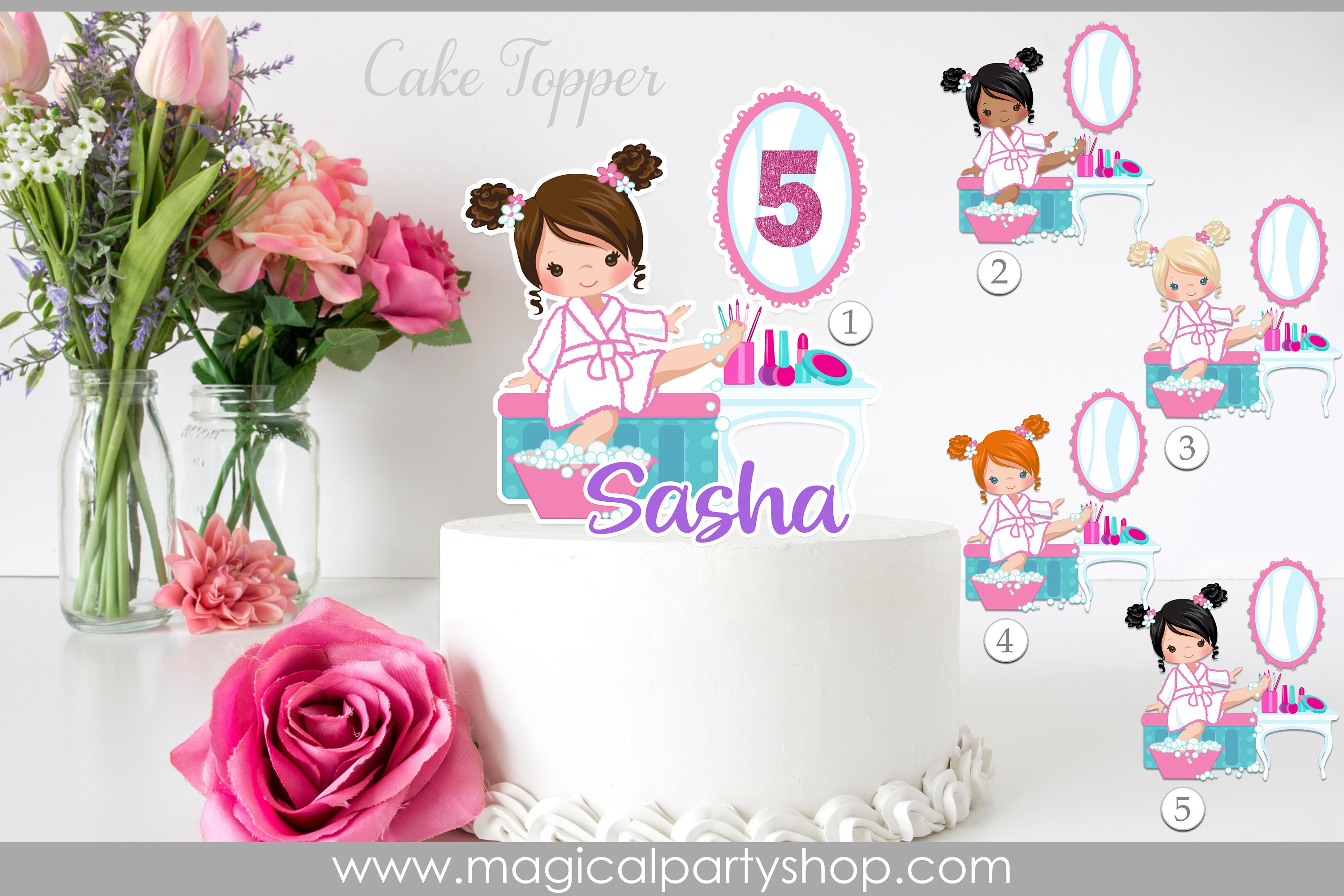 Spa Cake Topper Spa Cake Topper Set Spa Party Spa Party Etsy