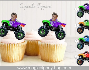 Monster Truck Cupcake Toppers | Photo Cupcake Toppers | Monster Truck | Monster Truck Birthday |  Monster Truck Party Decorations