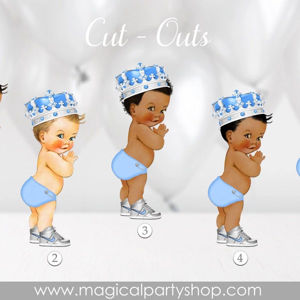 Blue Prince African American | Baby Blue Baby Shower Cupcake Toppers | Royal Light Blue Prince Centerpiece | Its a Boy | First Birthday