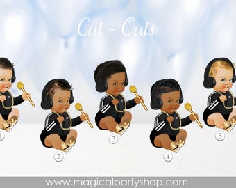 Baby Shower Centerpiece Prince Hip Hop Baby Girl | Vintage Baby Boy African American | Hip Hop Baby Shower | Black Gold Jacket DJ