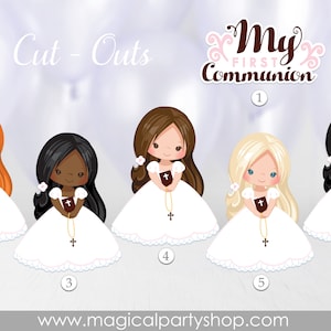 First Communion Girls | Communion Centerpieces |  Bible, Rosary, Veil | My First Communion Party | White Dress Pink Flowers