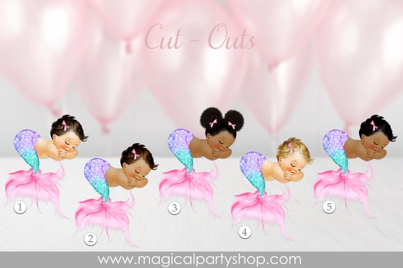 Baby Shower Centerpiece Mermaid Princess With Shell Vintage Baby