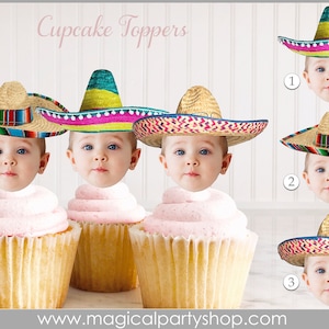 Mexican Fiesta Sombrero Maracas Birthday Cupcake Toppers | Sombrero Picture Cupcake Toppers |  Fiesta Birthday Party Decorations