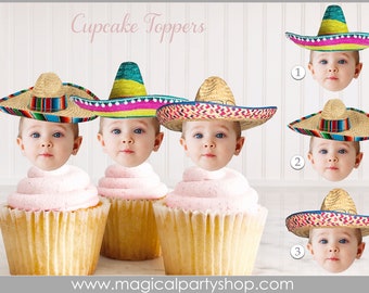 Décoration pour petits gâteaux d'anniversaire Fiesta mexicaine sombrero maracas | Décorations pour cupcakes avec images sombrero | Décorations de fête d'anniversaire Fiesta