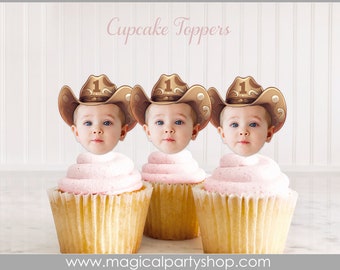 Rodeo Cupcake Birthday Cupcake Toppers | Photo Cupcake Toppers | Cowboy Party | Cowboy Birthday |  Wild West First Rodeo Party Decorations