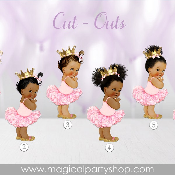 Baby Shower Centerpiece Princess Ballerina Pink Gold Shoes & Crown Tutu | Vintage Baby Girl African American