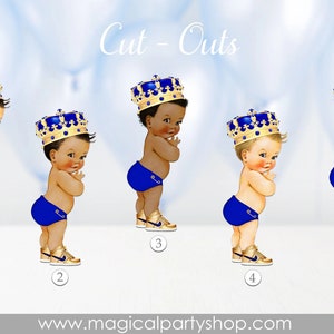 Royal Blue Prince African American | Royal Blue Baby Shower Cupcake Toppers | Royal Blue Prince Centerpiece
