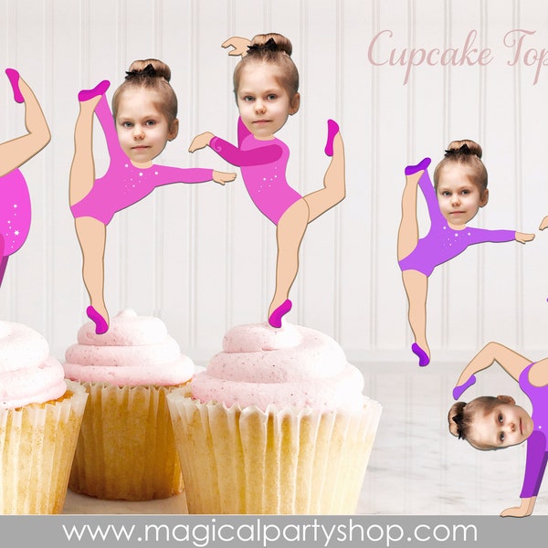 Gymnastics Birthday Photo Cupcake Toppers | Photo Cupcake Toppers | Gymnastics | Gymnastics Birthday | Gymnastics Party Decorations