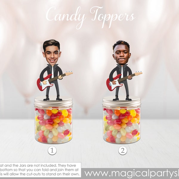 Rockstar Photo Candy Toppers| Rock'n Roll Party Favors | Rock and Roll Buffet Table | Music Party Rock Star Birthday Party