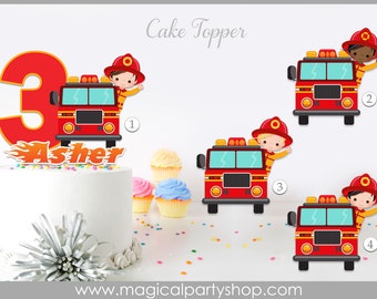 Fire Truck Cake Topper | Firefighter Cake Topper | Firefighter Centerpiece | Firefighter Party Decorations | Fireman Birthday Party Supplies