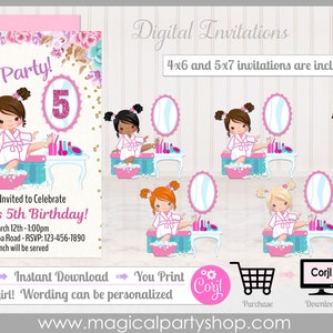 Spa Digital Invitation |  Spa party decor | Choose your girl | Choose your text color | Spa Party | Spa Invitation |  Editable