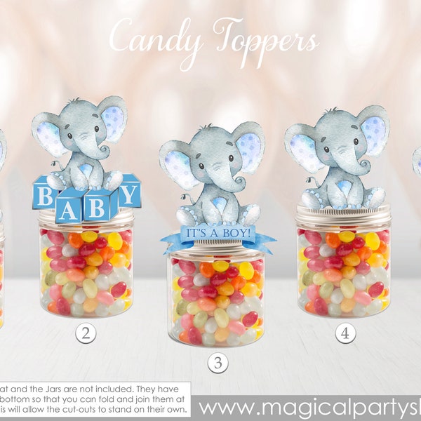 Elephant Baby Shower Party Favors | Blue Elephants | Baby Boy Elephants