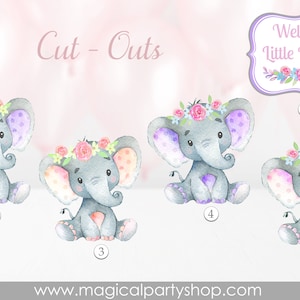 Elephant Baby Shower Centerpiece | Elephant Party Decor | Elephant Cupcake Toppers | Girl Baby Shower