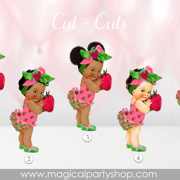 Baby Shower Centerpiece Princess Strawberry Summer | Vintage Baby Girl African American | Strawberry  | First Birthday