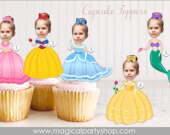 Princess Birthday Photo Cupcake Toppers | Photo Cupcake Toppers | Princess Birthday Party | Princess Birthday | Princess Party Decorations