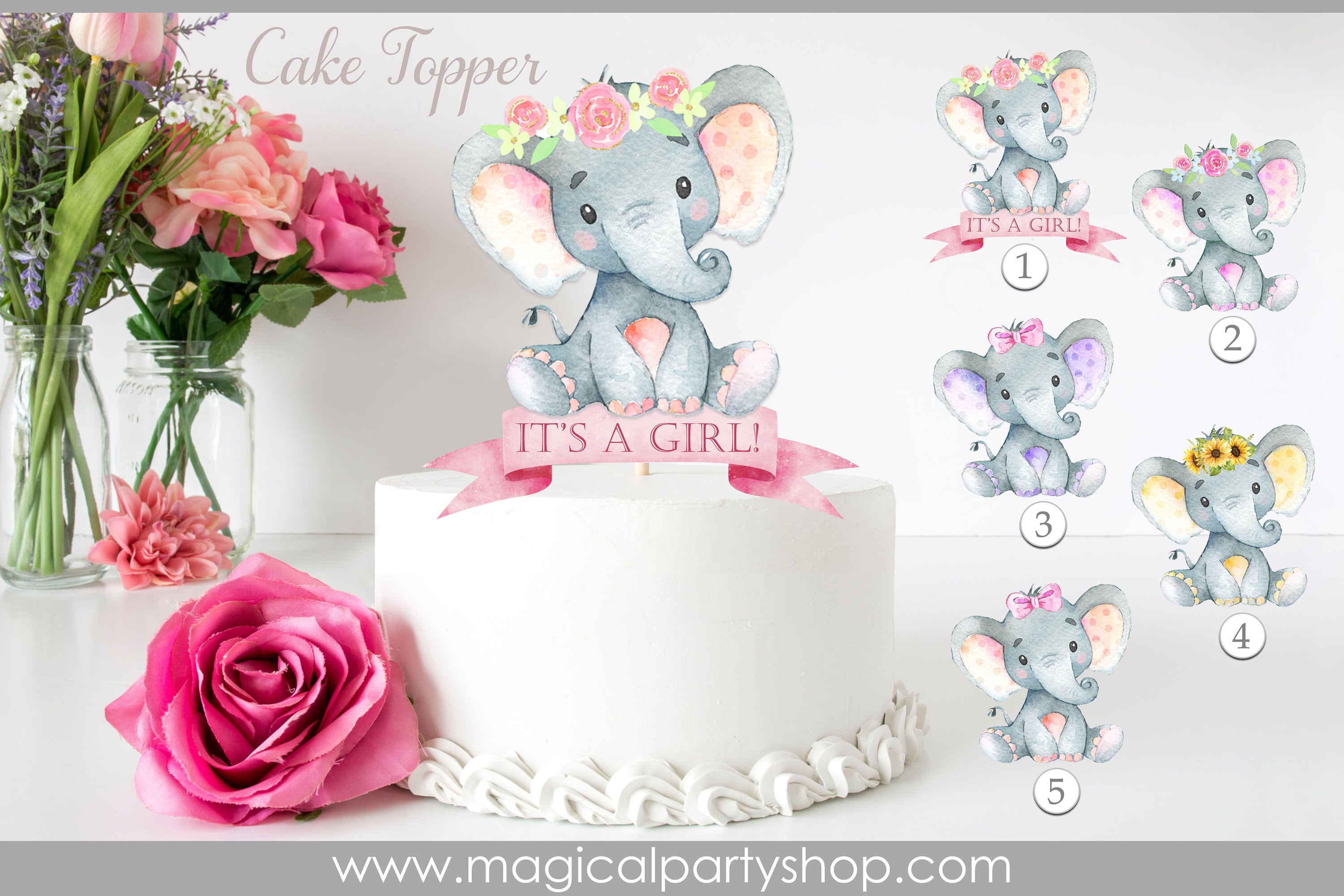 Elephant Cake Topper Elephant Baby Shower Party Favors Safari