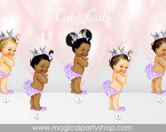 Baby Shower Centerpiece Princess Purple and Silver | Purple Ruffles | Vintage Baby Girl African American