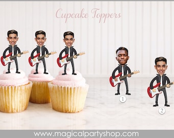 Rockstar Photo Cupcake Toppers | Rock'n Roll Cupcake Toppers | Rock Star Birthday | Rock Cupcake Toppers | Music Party Centerpiece