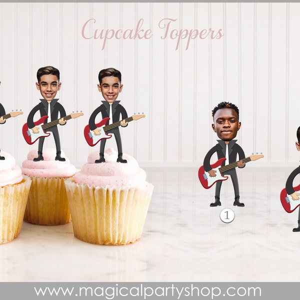 Rockstar Photo Cupcake Toppers | Rock'n Roll Cupcake Toppers | Rock Star Birthday | Rock Cupcake Toppers | Music Party Centerpiece