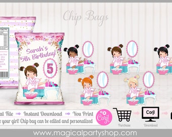 Spa Princess Printable Chip Bags | Spa party decor | Choose your girl | Spa Party Favors | Spa Party | Digital Instant Download | Spa Party