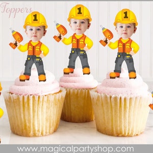 Construction Birthday Cupcake Toppers | Photo Cupcake Toppers | Construction | Construction Birthday |  Construction Party Decorations