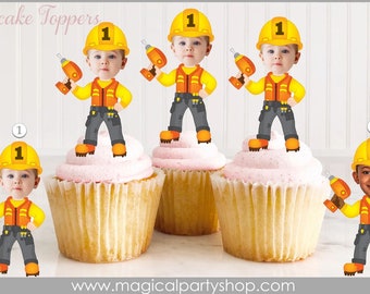 Construction Birthday Cupcake Toppers | Photo Cupcake Toppers | Construction | Construction Birthday |  Construction Party Decorations