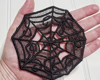 Lace Spiderweb Coasters Set of 4, Spooky Gothic Halloween Home Decor