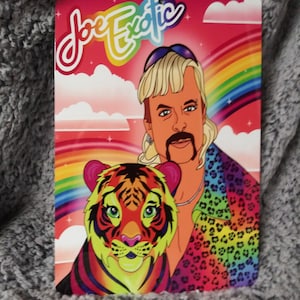 12in by 8in joe exotic #tigerking rainbow lisa frank inspired