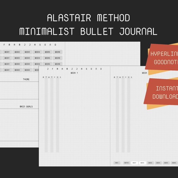 Ultimate Minimalist Bullet Journal with Alastair Method For Good Notes - Hyperlinked Digital Planner