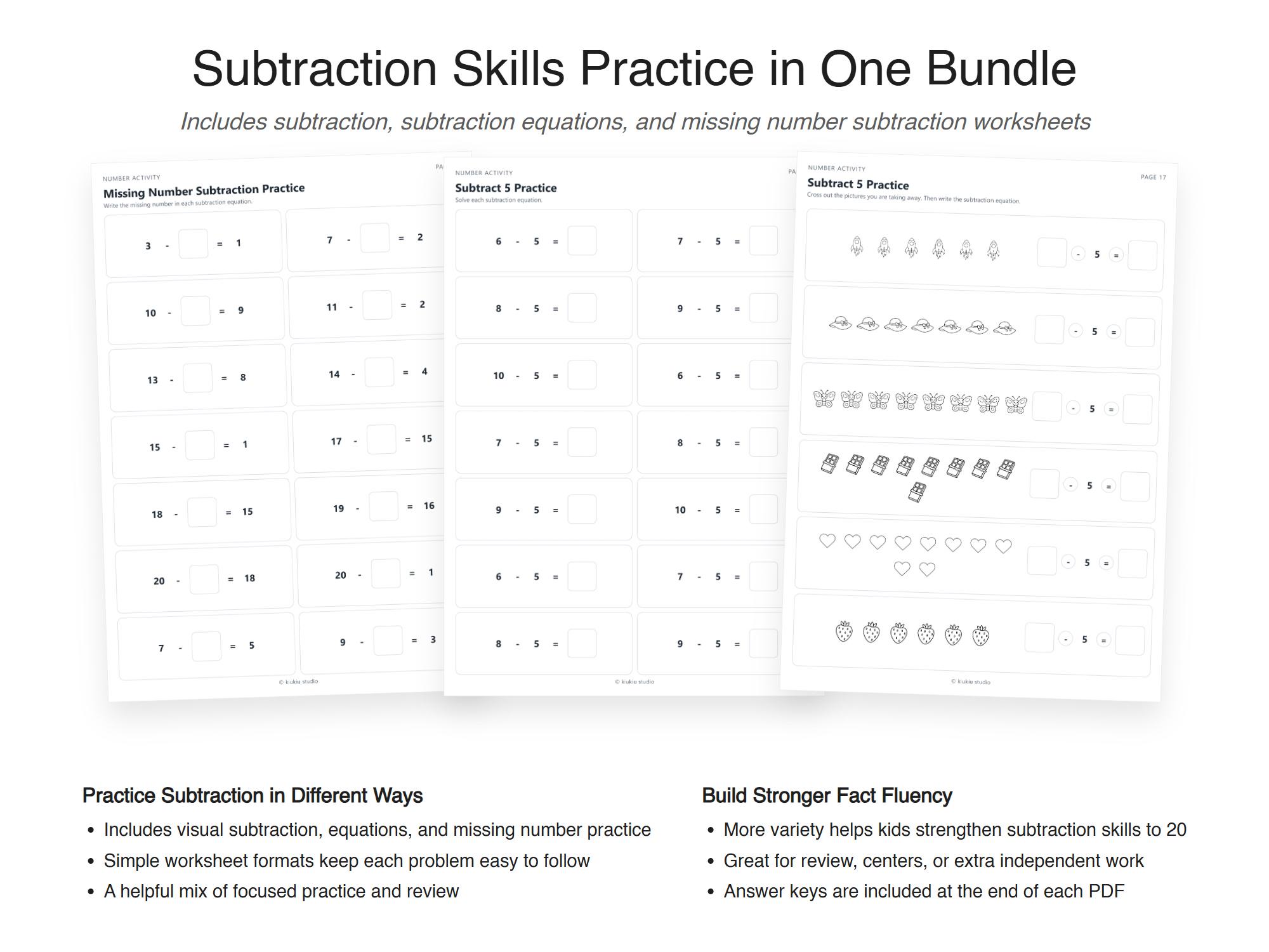 Basic Math Worksheets Bundle | Preschool Kindergarten Early Elementary ...