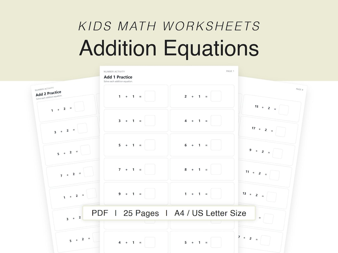 Addition Equations Worksheets | Kindergarten Math Printable | Kids ...