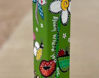 Outdoor Art Light / Whimsey Garden Pole Decoration /Totem Pole/ yard art light/ solar garden decor   "Bloom Where You Are Planted”