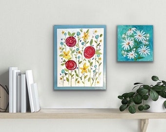 Floral/ Daisies/ wildflowers / Whimsey flowers / alcohol inks