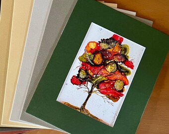 Maple Tree / fall decor / leaves / whimsical tree / matted print / bright/ tree