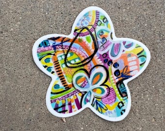 Funky Flower  Sticker / inspirational. Heart. Flowers